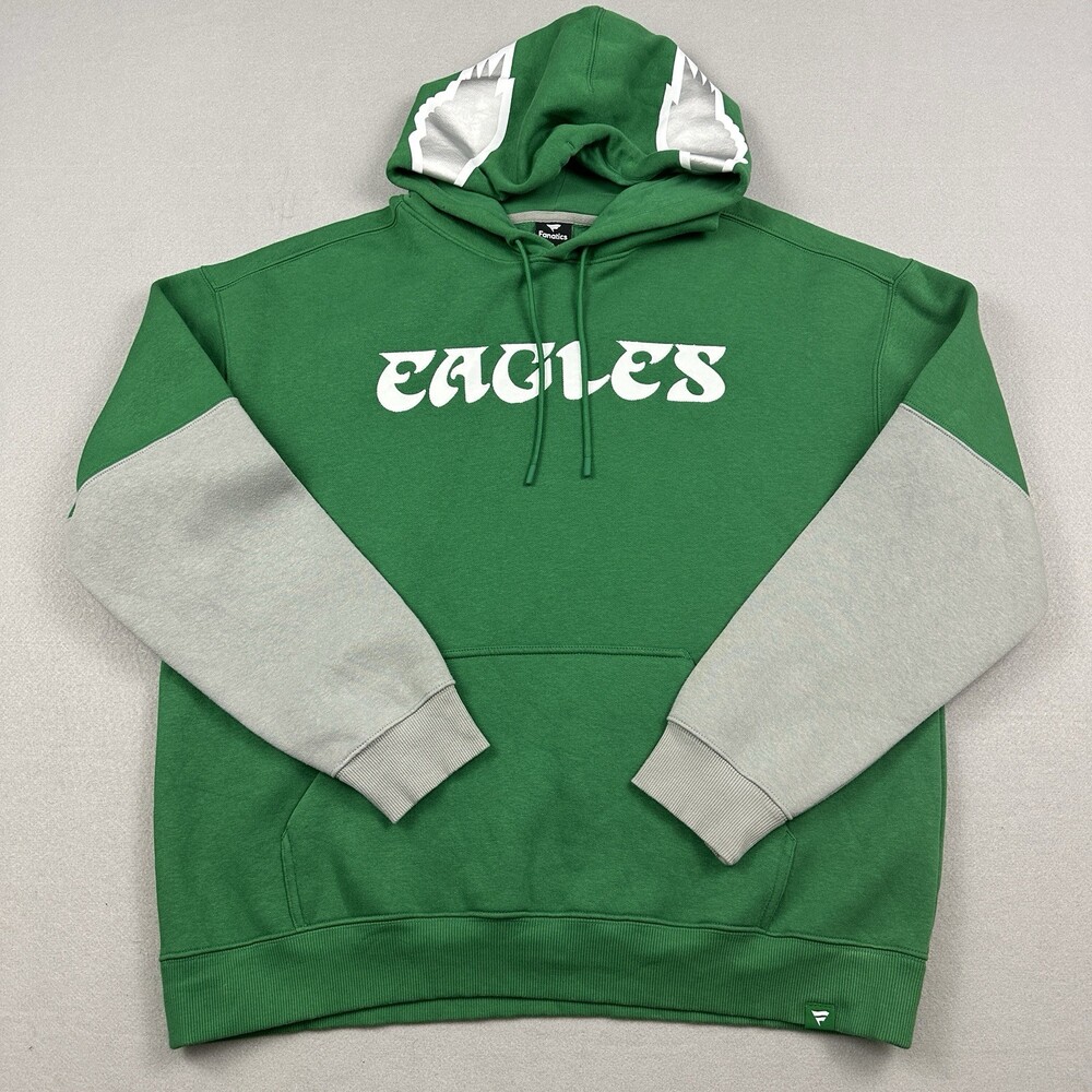 Philadelphia Eagles Hoodie Men Large Green Fanatics Pullover Sweatshirt NFL L